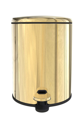 Cigo Metal Pedallı Çöp Kovası 6 LT - Sarı Gold İç Kısım Siyah - Primanova