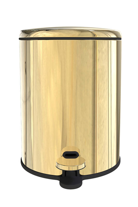 Cigo Metal Pedallı Çöp Kovası 6 LT - Sarı Gold İç Kısım Siyah - 1