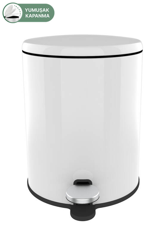 Cigo Pedallı Çöp Kovası 6LT - Mat Beyaz - İç Kısım Siyah - 1