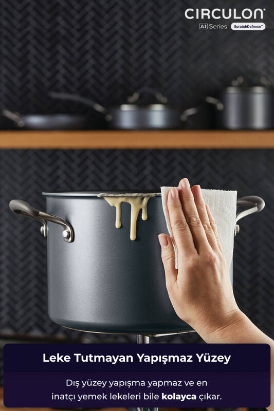  ScratchDefense A1 serisi Çizilmez Yapışmaz 3+2 Tava ve Tencere Seti - 4