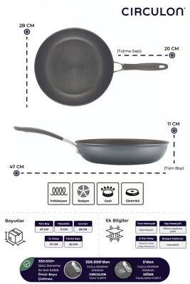 A1 Serisi ScratchDefense Çizilmez Yapışmaz Kızartma Tavası - 28 CM - Circulon (1)