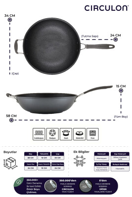 A1 Serisi ScratchDefense Çizilmez Yapışmaz Wok Tava - 34 CM - Circulon (1)
