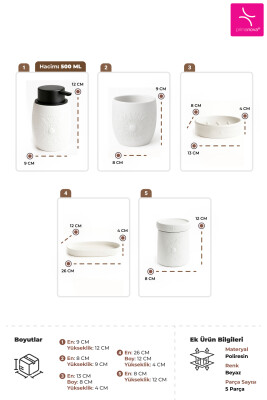 Clista 5'li Banyo Seti - Beyaz - 3