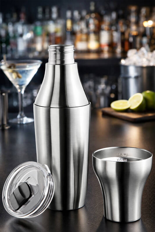 Çok Amaçlı Paslanmaz Çelik Kokteyl Shaker 650 ML - Metalik - 1