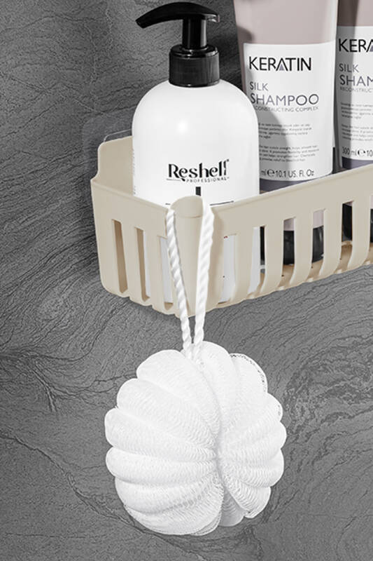 Deby 4'lü Yapışkanlı Banyo Rafı Bej - 7