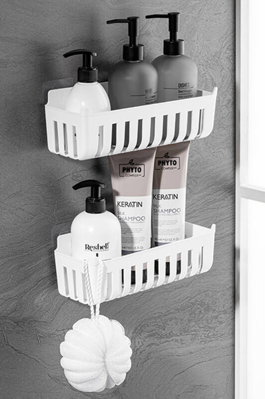 Deby 4'lü Yapışkanlı Banyo Rafı Beyaz - 2