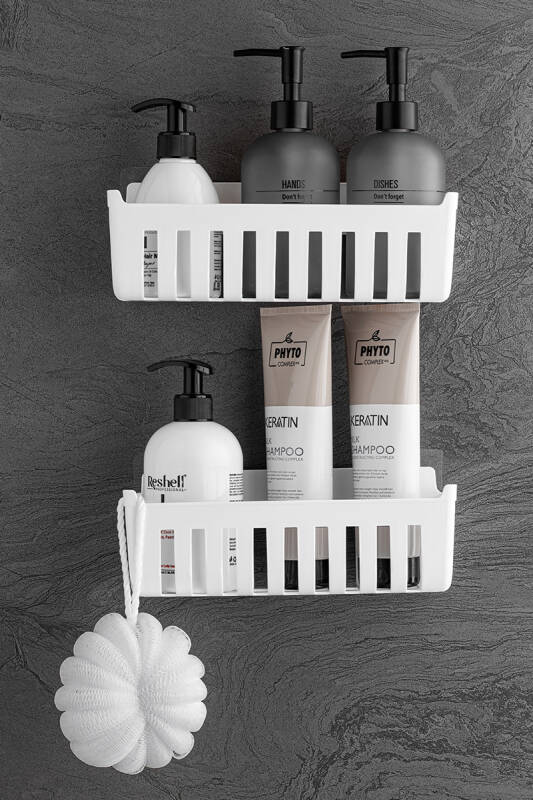 Deby 4'lü Yapışkanlı Banyo Rafı Beyaz - 4