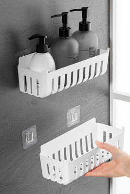 Deby 4'lü Yapışkanlı Banyo Rafı Beyaz - 6