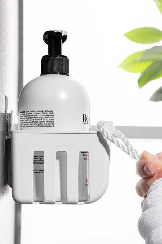 Deby 4'lü Yapışkanlı Banyo Rafı Beyaz - 8