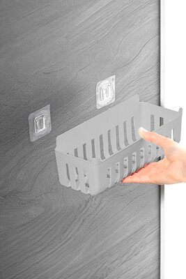 Deby 4'lü Yapışkanlı Banyo Rafı Gri - 8