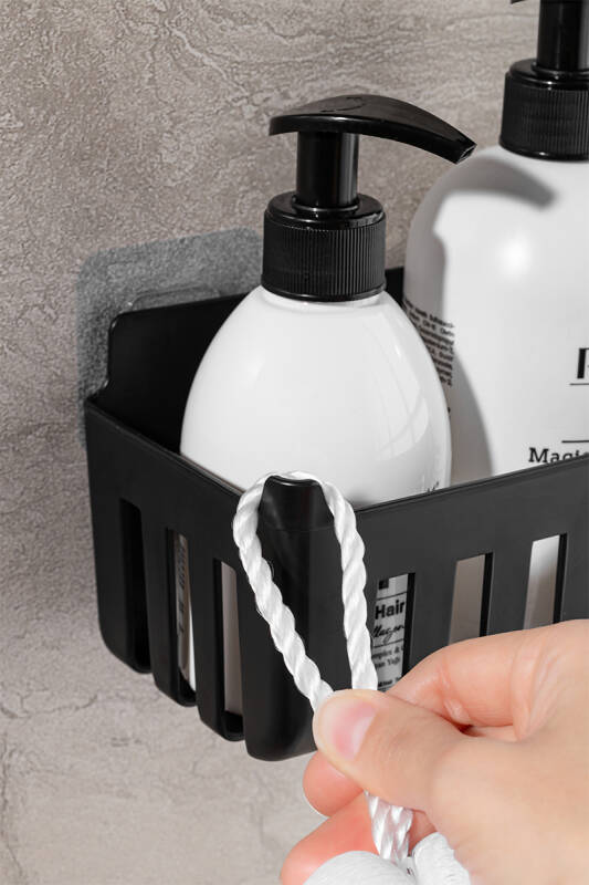 Deby 4'lü Yapışkanlı Banyo Rafı Siyah - 8