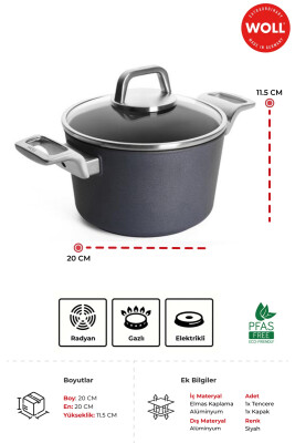 Diamond Lite Pro Derin Tencere 20 CM - Derinlik 11,5 CM - 3