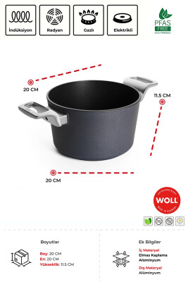 Diamond Lite Pro Derin Tencere Ø20 CM / derinlik 11,5 CM İndüksiyonlu - 3