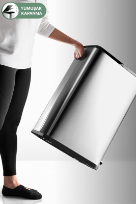 Dikdörtgen Çelik Çöp Kovası 40 Litre - Inox - 8