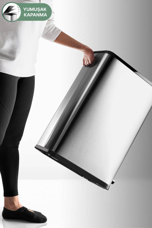 Dikdörtgen Çelik Çöp Kovası 40 Litre - Inox - 8