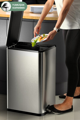 Dikdörtgen Çelik Çöp Kovası 40 Litre - Inox - Primanova (1)