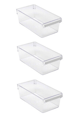 Buzdolabı Içi Organizer Dolap Içi Düzenleyici Saklama Kabı 290*150*100 Mm Şeffaf 3Lü Set - 1