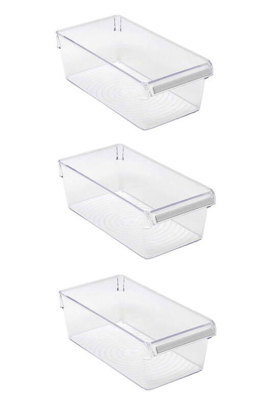 Buzdolabı Içi Organizer Dolap Içi Düzenleyici Saklama Kabı 290*150*100 Mm Şeffaf 3Lü Set - 1