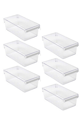 Buzdolabı Içi Organizer Dolap Içi Düzenleyici Saklama Kabı 290*150*100 Mm Şeffaf 6 Lı Set - 1