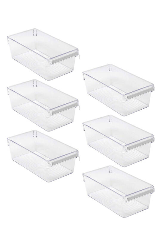 Buzdolabı Içi Organizer Dolap Içi Düzenleyici Saklama Kabı 290*150*100 Mm Şeffaf 6 Lı Set - 1
