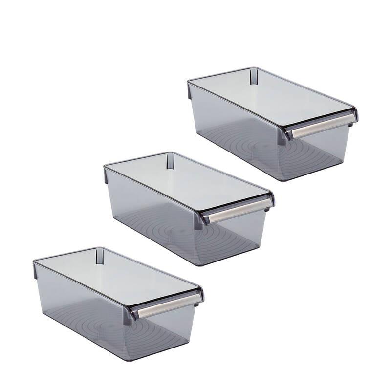 Buzdolabı Içi Organizer Dolap Içi Düzenleyici Saklama Kabı 290*150*100 Mm Şeffaf Siyah 3'Lü - 5