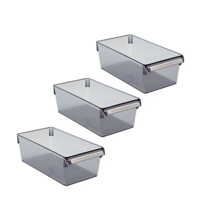 Buzdolabı Içi Organizer Dolap Içi Düzenleyici Saklama Kabı 290*150*100 Mm Şeffaf Siyah 3'Lü - 4