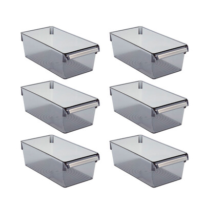 Buzdolabı Içi Organizer Dolap Içi Düzenleyici Saklama Kabı 290*150*100 Mm Şeffaf Siyah 6'Lı - 3