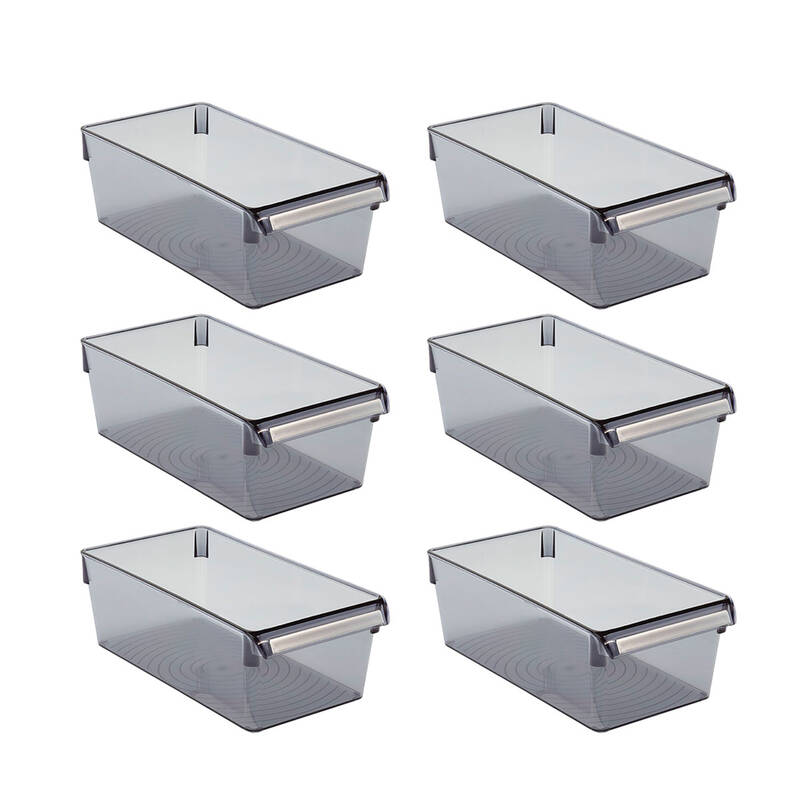 Buzdolabı Içi Organizer Dolap Içi Düzenleyici Saklama Kabı 290*150*100 Mm Şeffaf Siyah 6'Lı - 3