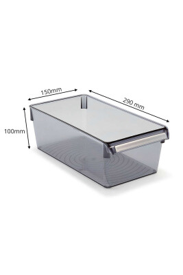 Buzdolabı Içi Organizer Dolap Içi Düzenleyici Saklama Kabı 290*150*100 Mm Şeffaf Siyah 6'Lı - 3