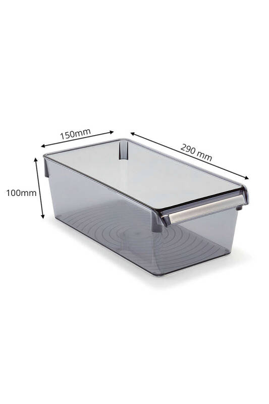 Buzdolabı Içi Organizer Dolap Içi Düzenleyici Saklama Kabı 290*150*100 Mm Şeffaf Siyah 6'Lı - 3