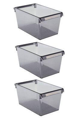 Buzdolabı Içi Organizer Dolap Içi Düzenleyici Saklama Kabı 310*180*150 Mm Şeffaf. Siyah 3 Lü - 1