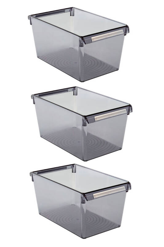 Buzdolabı Içi Organizer Dolap Içi Düzenleyici Saklama Kabı 310*180*150 Mm Şeffaf. Siyah 3 Lü - 1