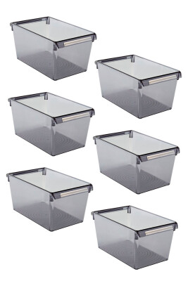Buzdolabı Içi Organizer Dolap Içi Düzenleyici Saklama Kabı 310*180*150 Mm Şeffaf Siyah 6 Lı - 1