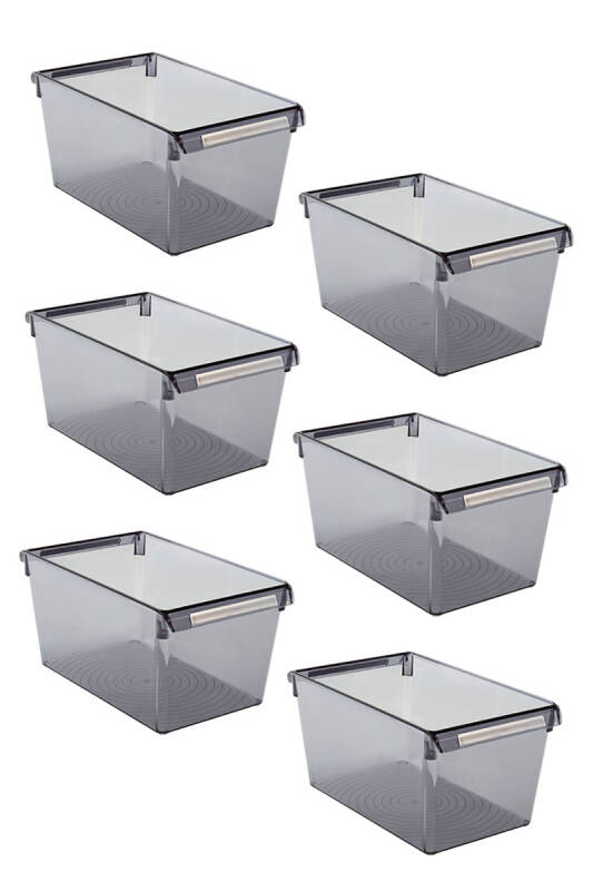 Buzdolabı Içi Organizer Dolap Içi Düzenleyici Saklama Kabı 310*180*150 Mm Şeffaf Siyah 6 Lı - 1