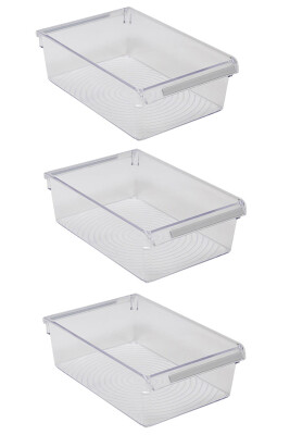 Buzdolabı Içi Organizer Dolap Içi Düzenleyici Saklama Kabı 325*205*100 Mm Şeffaf 3Lü Set - 1