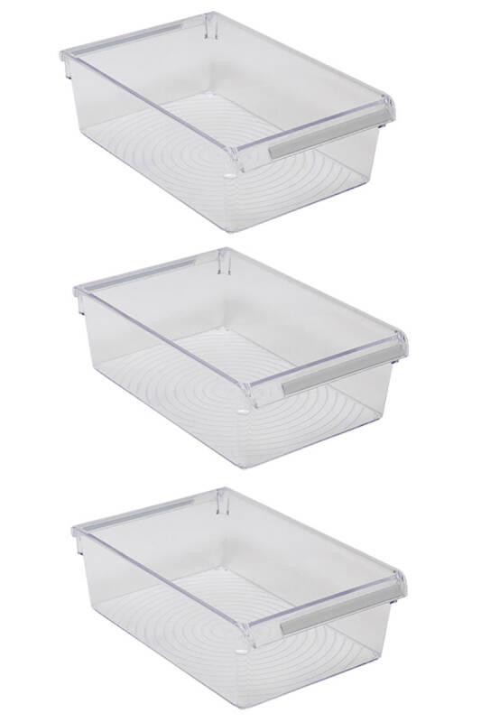 Buzdolabı Içi Organizer Dolap Içi Düzenleyici Saklama Kabı 325*205*100 Mm Şeffaf 3Lü Set - 1