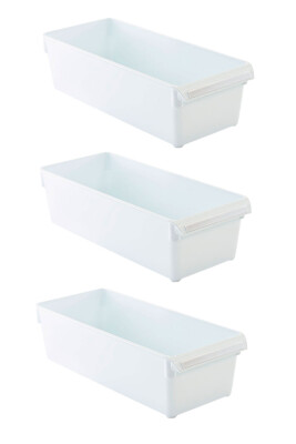 Buzdolabı Içi Organizer Dolap Içi Düzenleyici Saklama Kabı 360*150*100 Mm Beyaz 3'Lü Set - 1