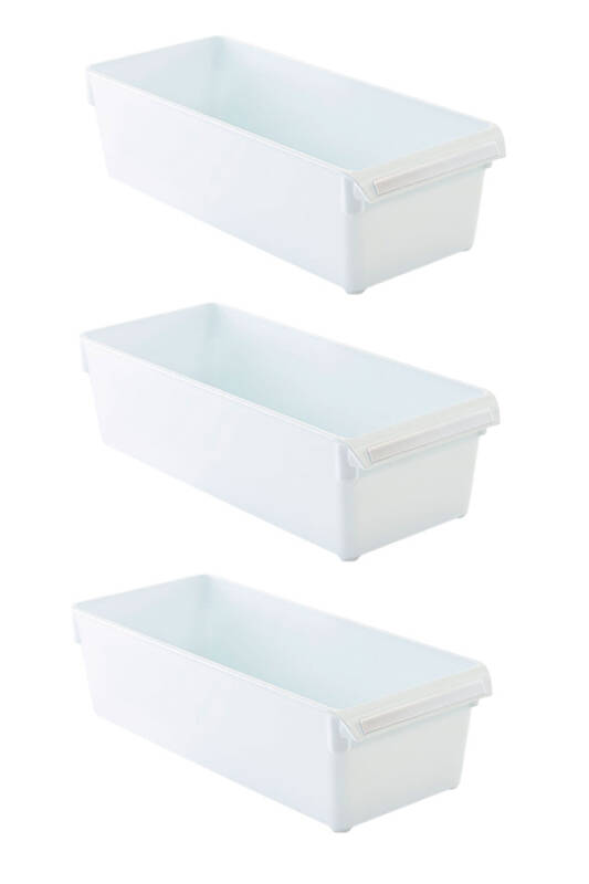 Buzdolabı Içi Organizer Dolap Içi Düzenleyici Saklama Kabı 360*150*100 Mm Beyaz 3'Lü Set - 1
