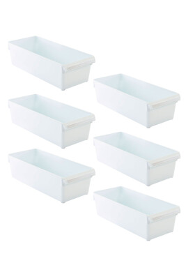 Buzdolabı Içi Organizer Dolap Içi Düzenleyici Saklama Kabı 360*150*100 Mm Beyaz 6'Lı Set - 1