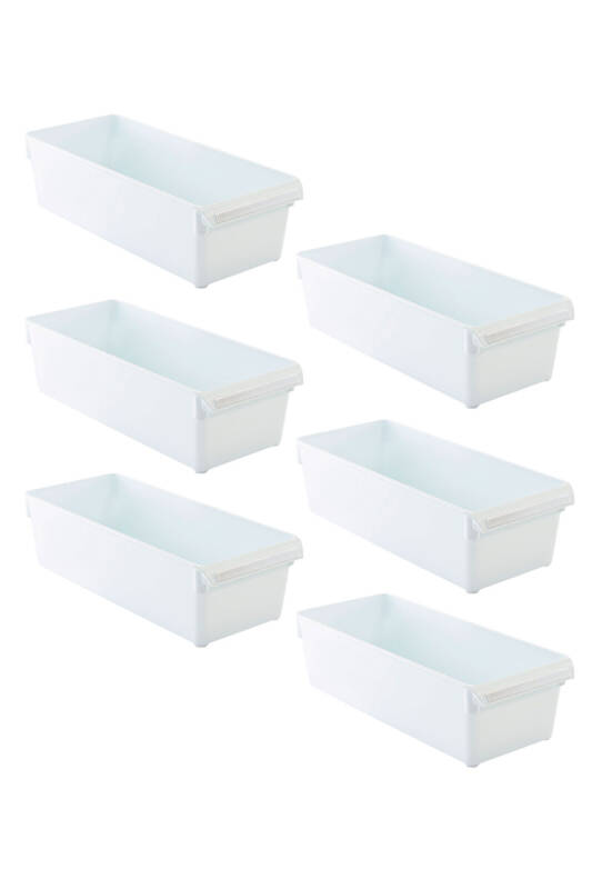 Buzdolabı Içi Organizer Dolap Içi Düzenleyici Saklama Kabı 360*150*100 Mm Beyaz 6'Lı Set - 1