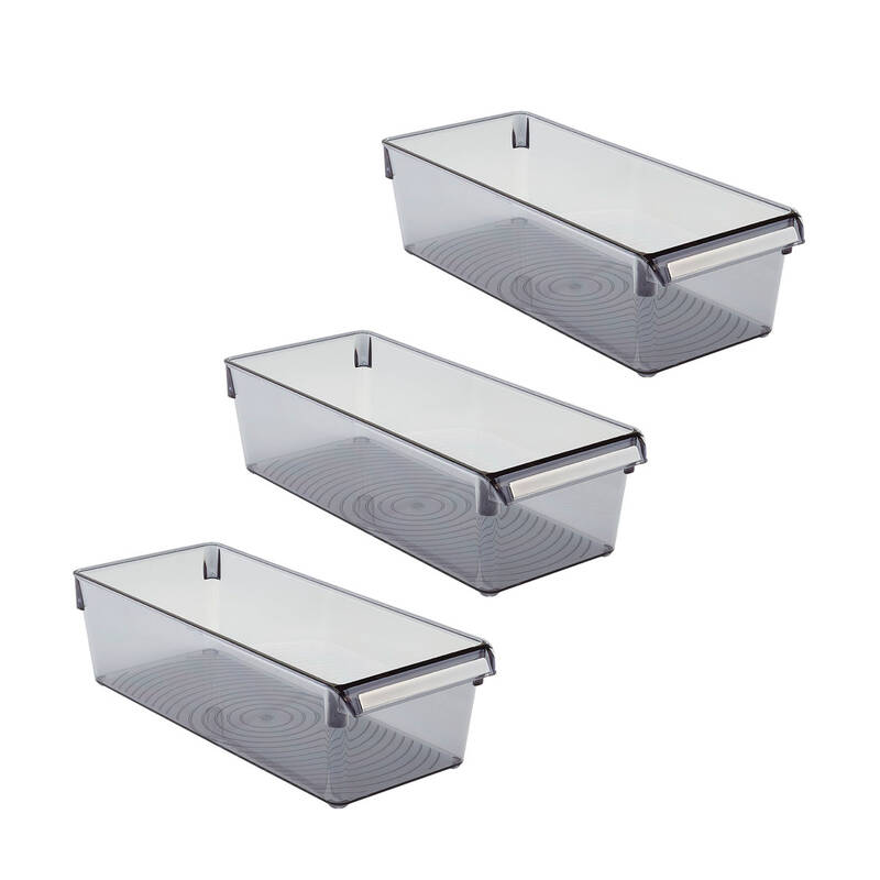 Buzdolabı Içi Organizer Dolap Içi Düzenleyici Saklama Kabı 360*150*100 Mm Şeffaf Siyah 3 Lü - 5