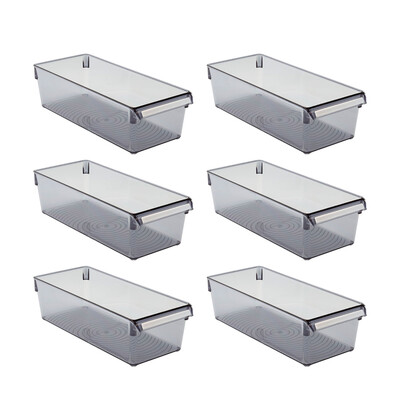 Buzdolabı Içi Organizer Dolap Içi Düzenleyici Saklama Kabı 360*150*100 Mm Şeffaf Siyah 6 Lı - 4