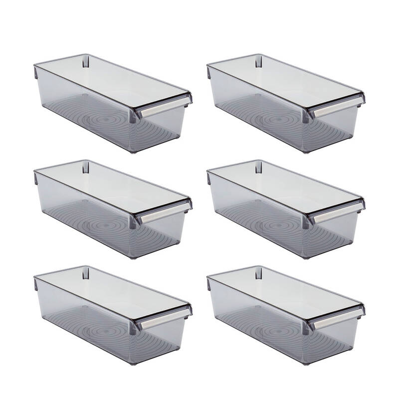 Buzdolabı Içi Organizer Dolap Içi Düzenleyici Saklama Kabı 360*150*100 Mm Şeffaf Siyah 6 Lı - 4