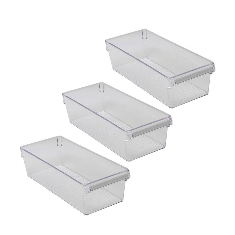 Buzdolabı Içi Organizer Dolap Içi Düzenleyici Saklama Kabı 360*150*100 Mm Şeffaf 3 Lü Set - 1