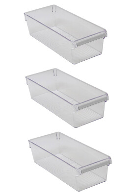 Buzdolabı Içi Organizer Dolap Içi Düzenleyici Saklama Kabı 360*150*100 Mm Şeffaf 3 Lü Set - 1