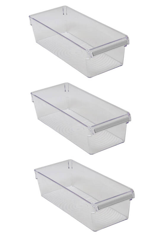 Buzdolabı Içi Organizer Dolap Içi Düzenleyici Saklama Kabı 360*150*100 Mm Şeffaf 3 Lü Set - 1