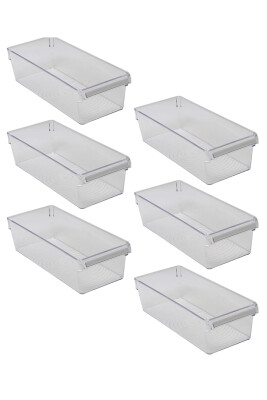 Buzdolabı Içi Organizer Dolap Içi Düzenleyici Saklama Kabı 360*150*100 Mm Şeffaf 6 Lı Set - 1
