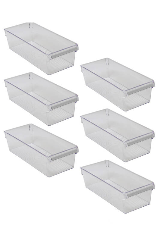 Buzdolabı Içi Organizer Dolap Içi Düzenleyici Saklama Kabı 360*150*100 Mm Şeffaf 6 Lı Set - 1