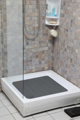 Duş İçi Plastik Paspas - Gri - Primanova