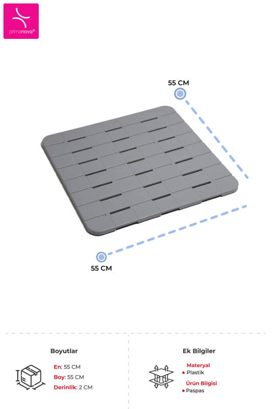 Duş İçi Plastik Paspas - Gri - 3